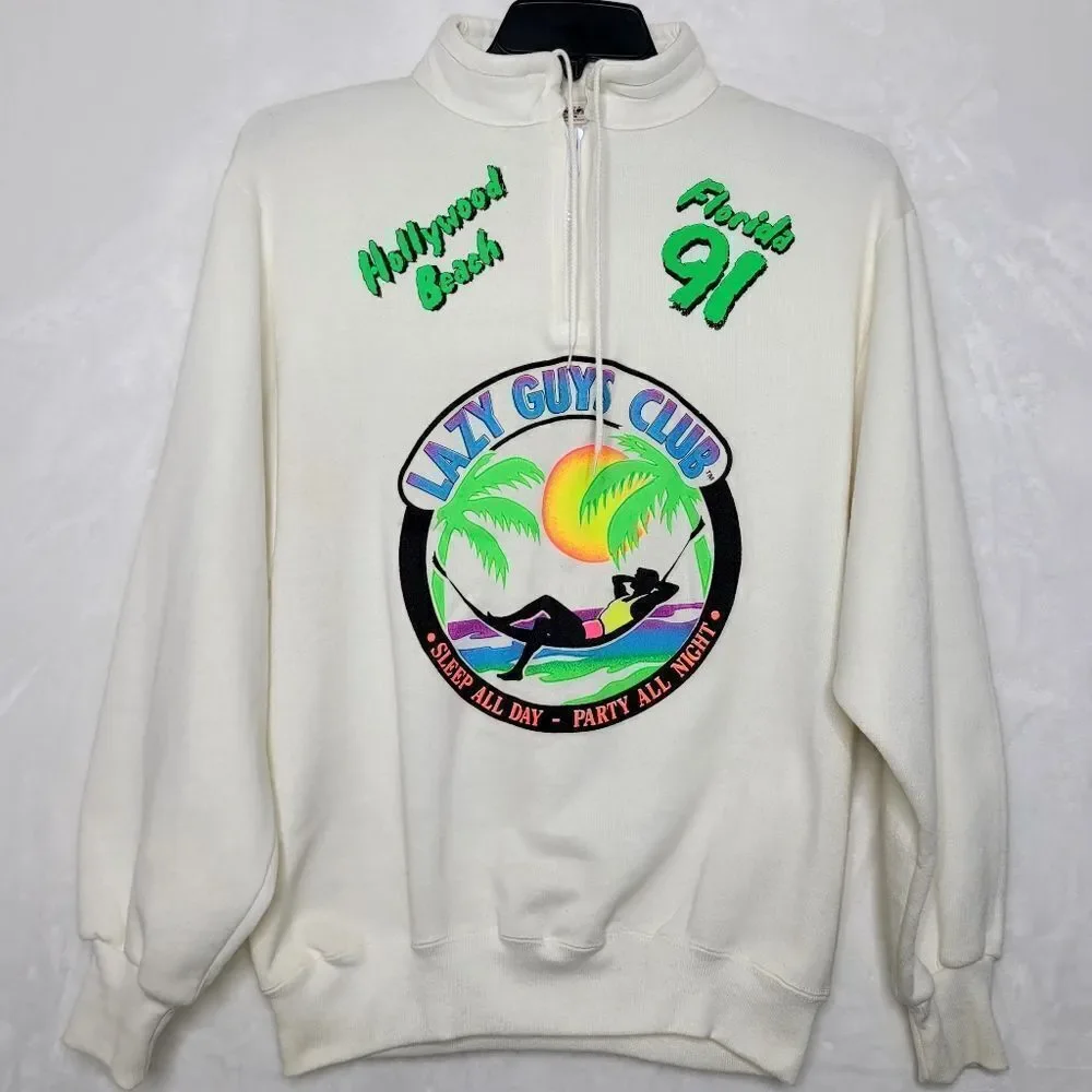 Vintage 1991 Lazy Guys Club Pullover Sweater Size Medium